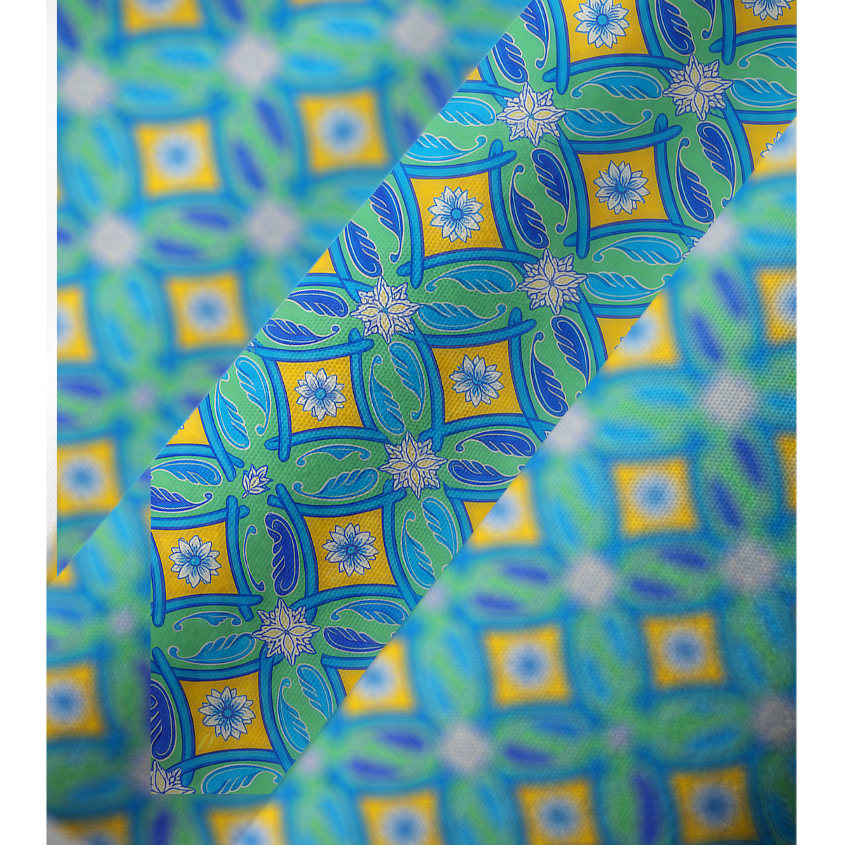 V‑Neck Azure Tile Kimono Sleeve Kaftan Dress