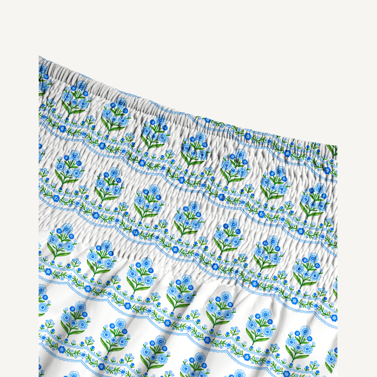 Azure Folk Print Convertible Maxi Skirt & Strapless Dress