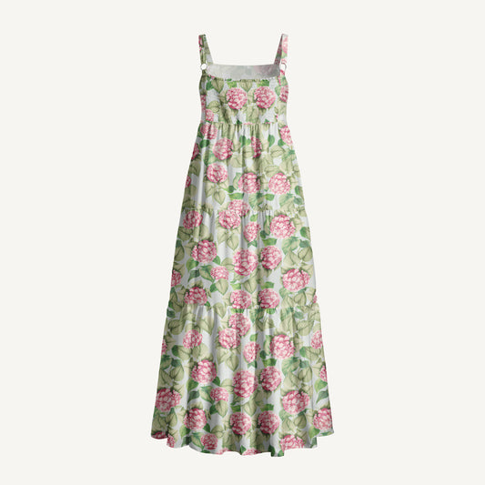 Square Neck Hydrangea Whisper Print Wide Straps Maxi Dress With Pockets