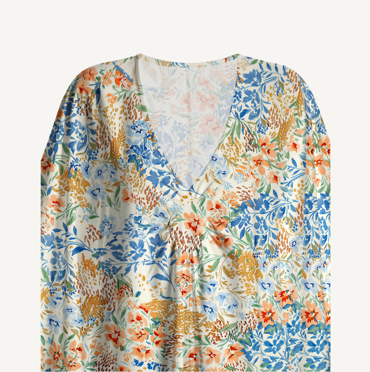 V‑Neck Breeze Meadow Kimono Sleeve Kaftan Dress