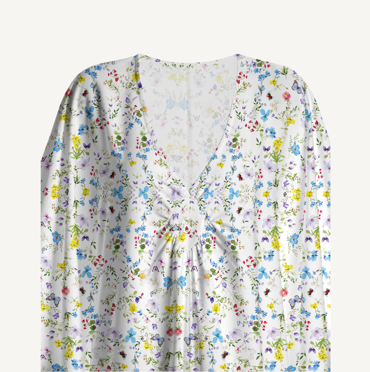 V‑Neck Butterfly Trail Kimono Sleeve Kaftan Dress