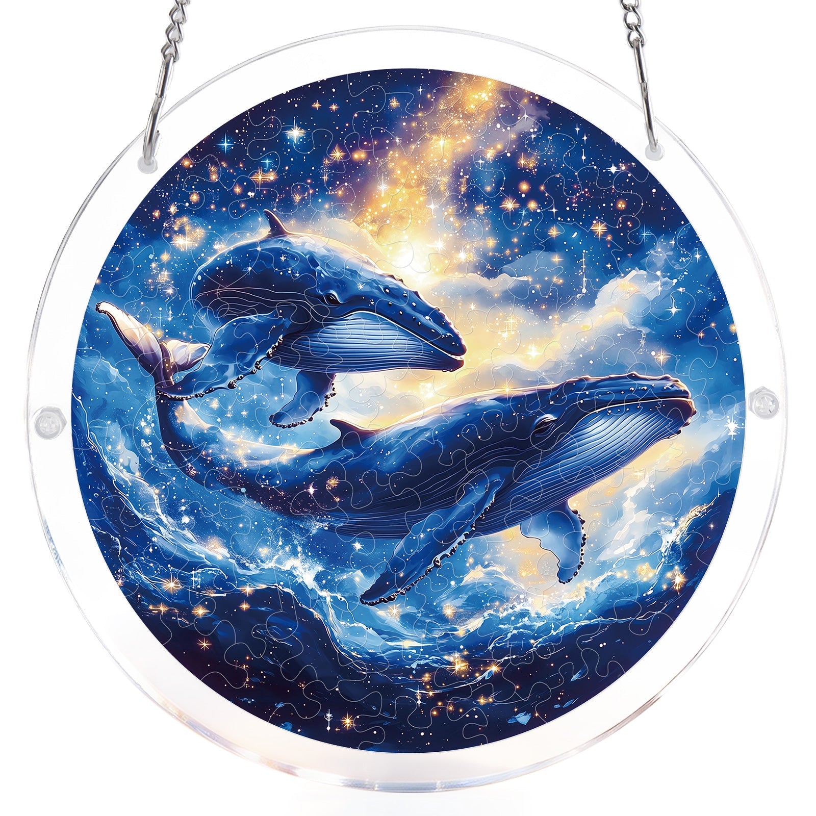 Twin Whales of the Cosmos - Acrylic Window Suncatcher