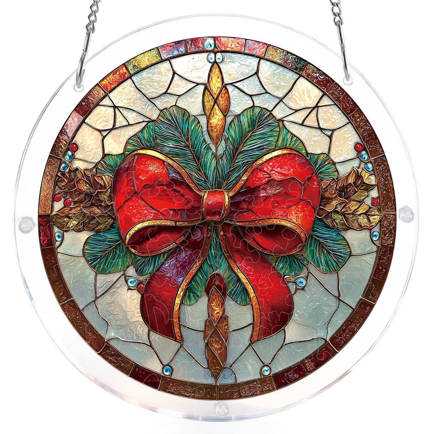 Christmas Bow - Acrylic Window Suncatcher