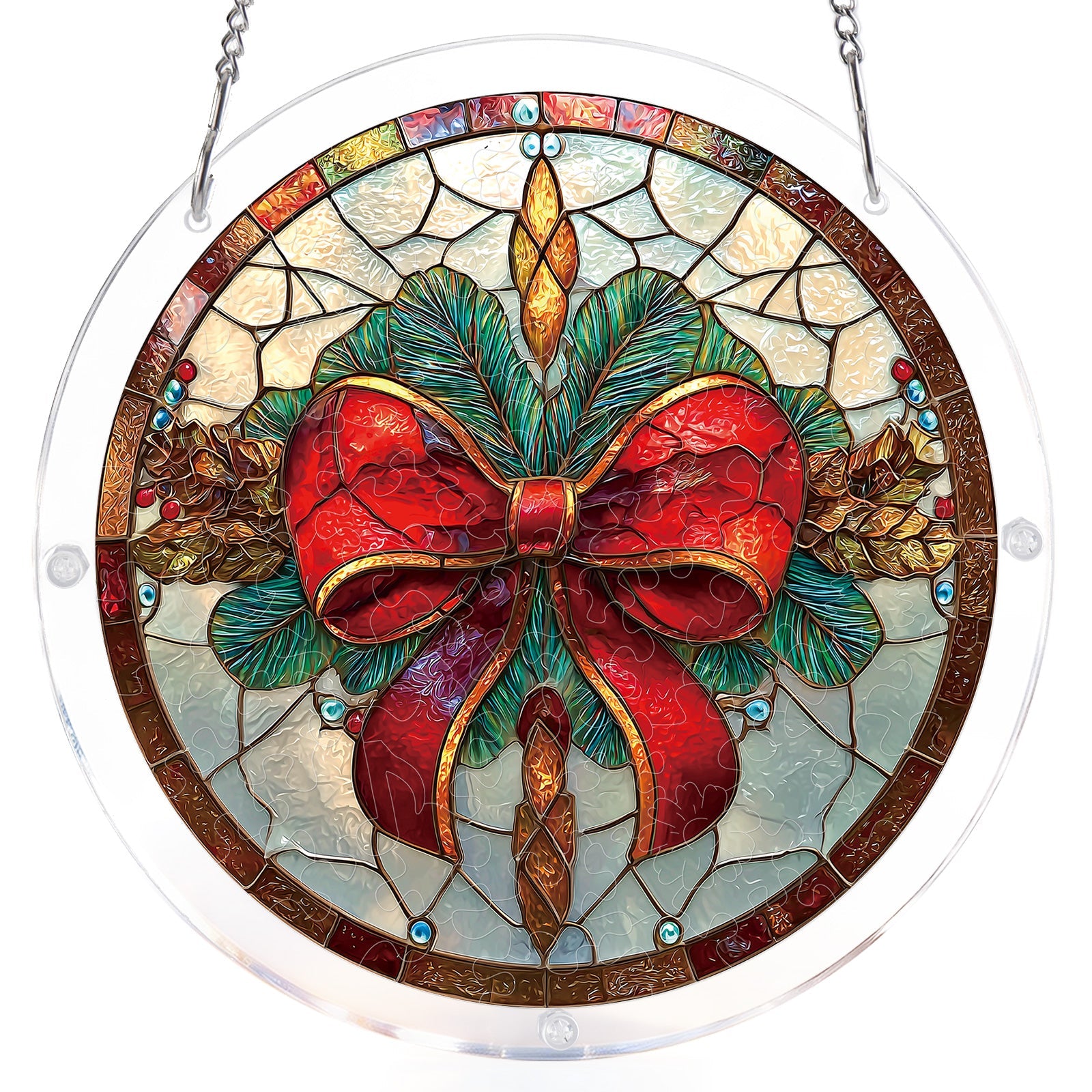 Christmas Bow - Acrylic Window Suncatcher