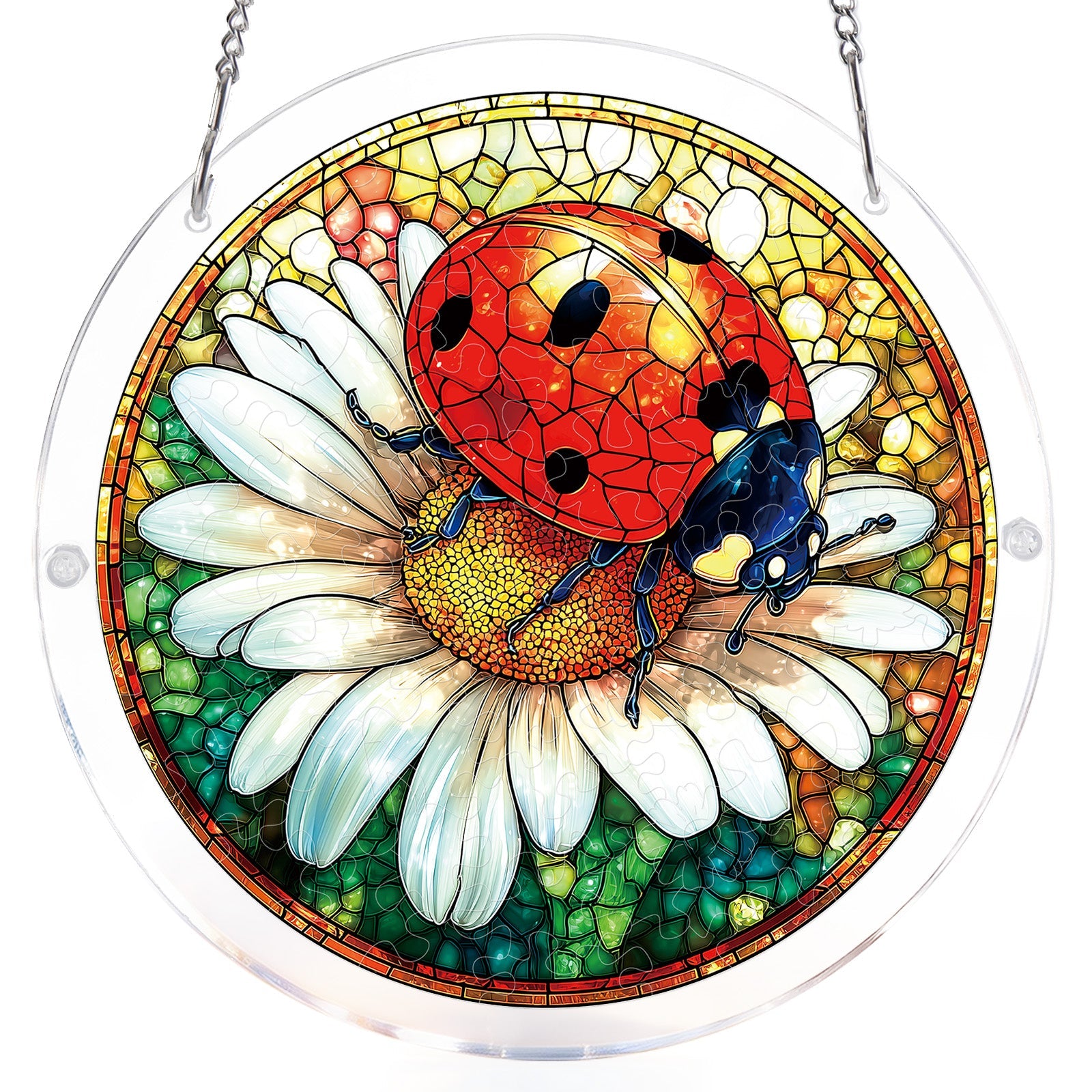 Ladybug on Daisy - Acrylic Window Suncatcher