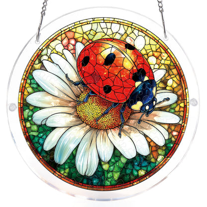 Ladybug on Daisy - Acrylic Window Suncatcher