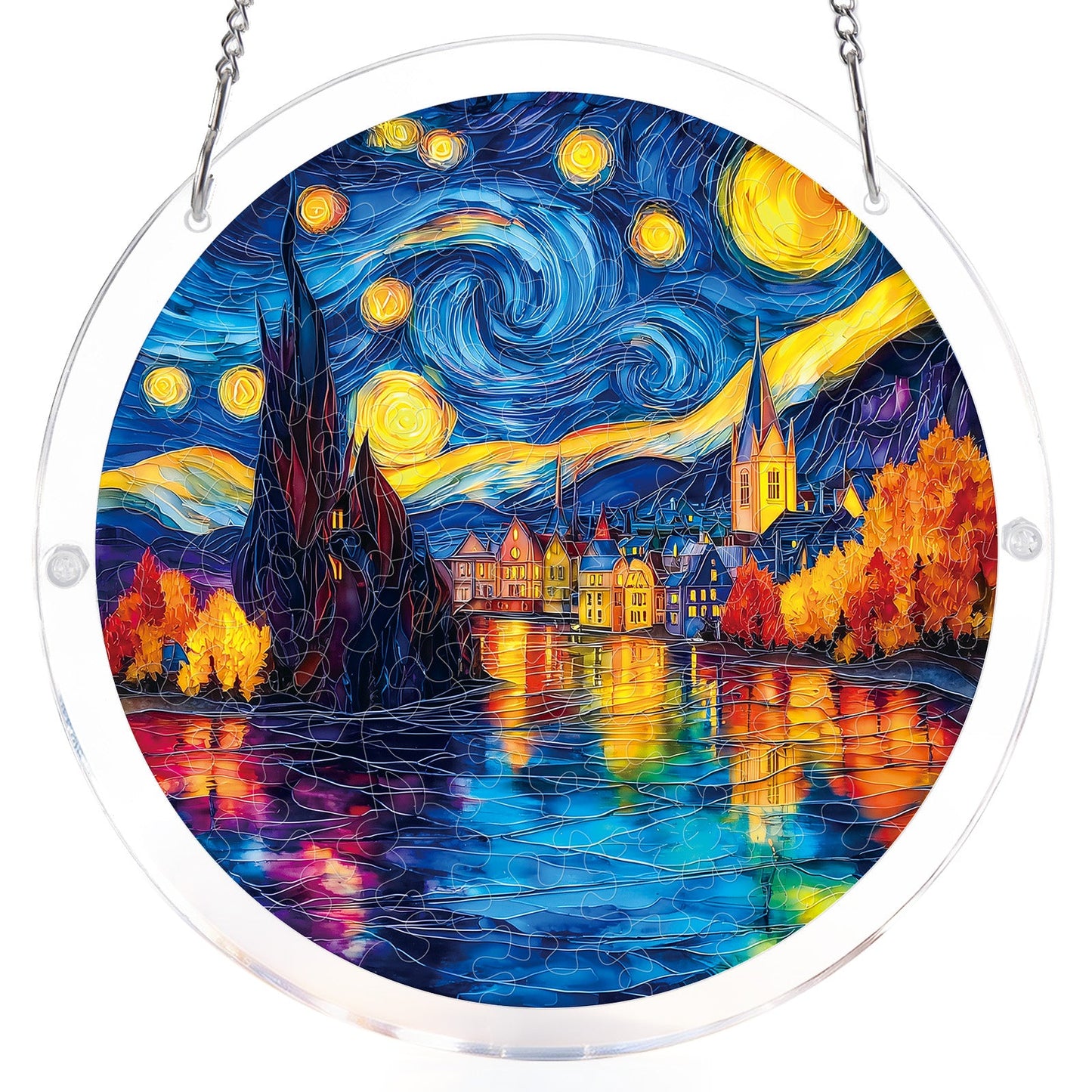 Starlit Village - Acrylic Window Suncatcher