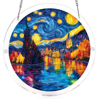 Starlit Village - Acrylic Window Suncatcher