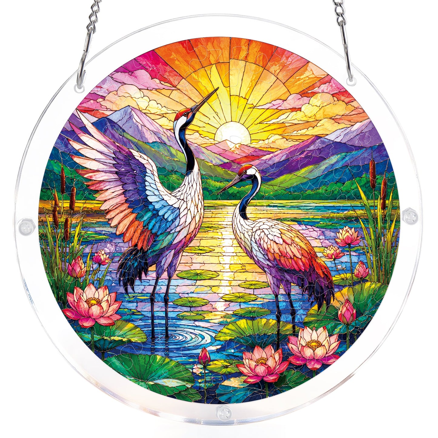 Cranes at Sunrise - Acrylic Window Suncatcher
