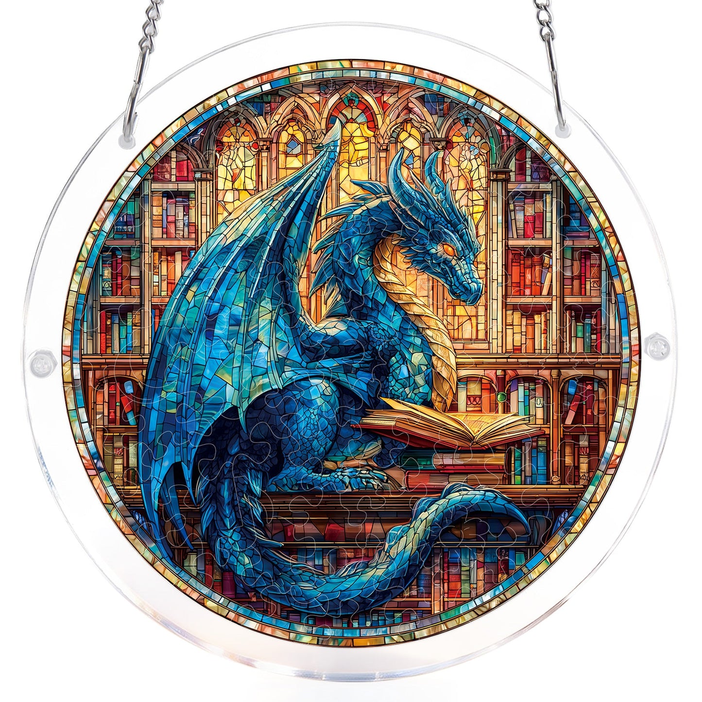 The Blue Dragon Library - Acrylic Window Suncatcher