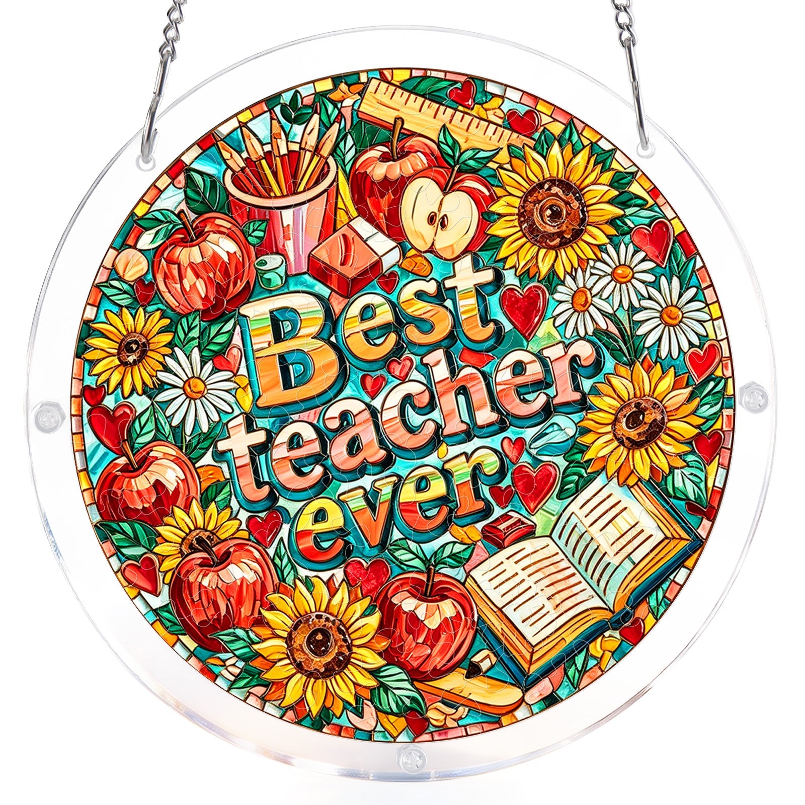 Best Teacher Ever - Acrylic Window Suncatcher
