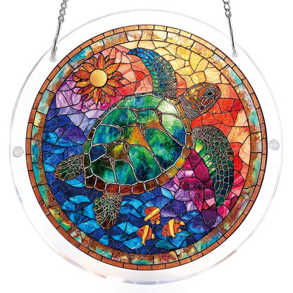 Stained Glass Sea Turtle - Acrylic Window Suncatcher