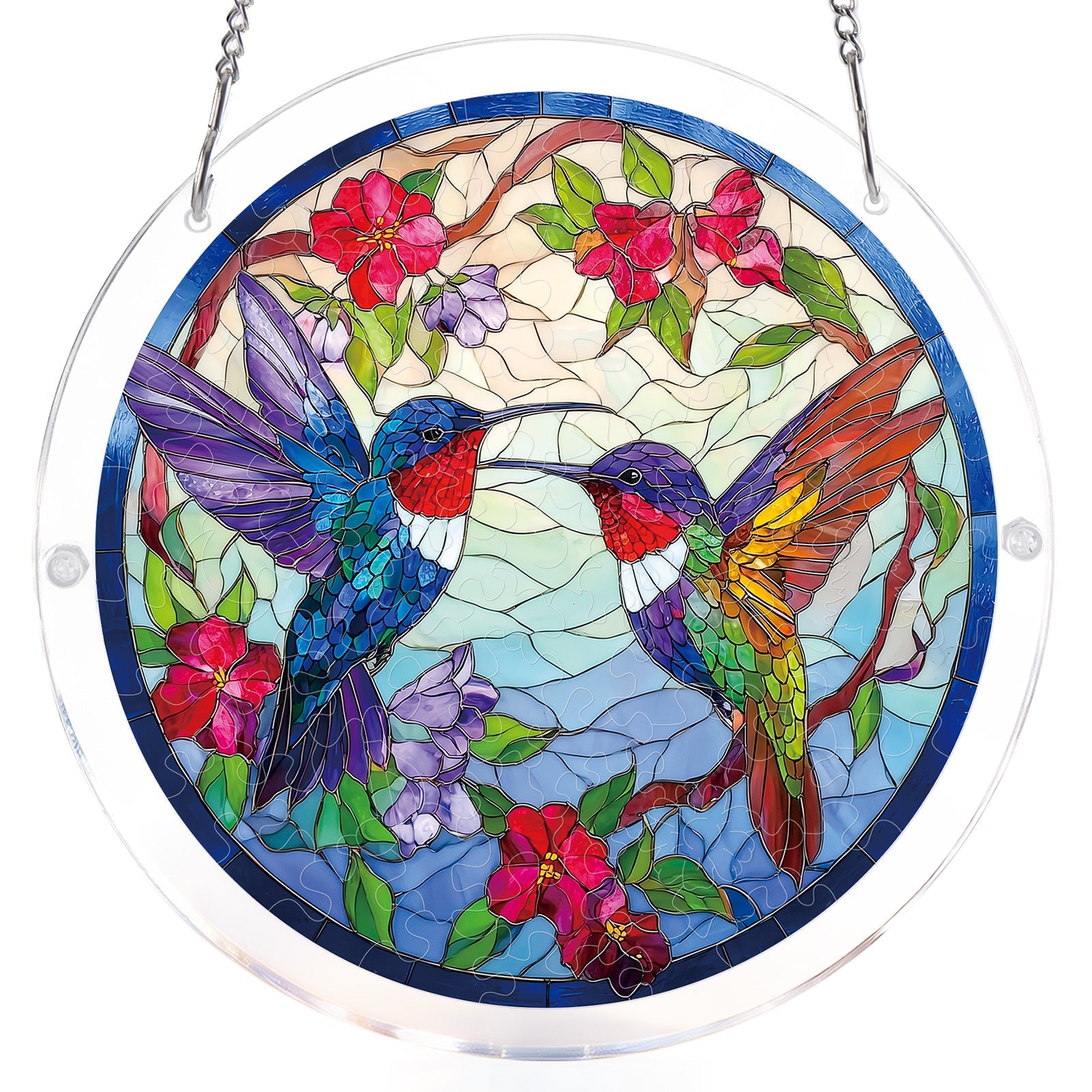 Hummingbird Bloomscape - Acrylic Window Suncatcher