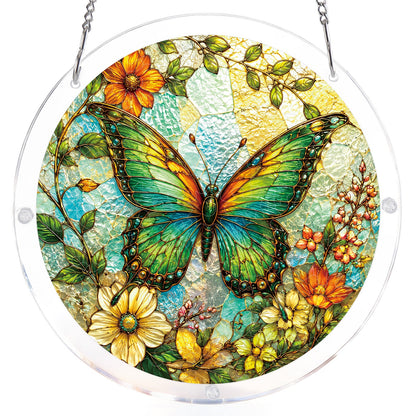 Emerald Butterfly Whisper - Acrylic Window Suncatcher