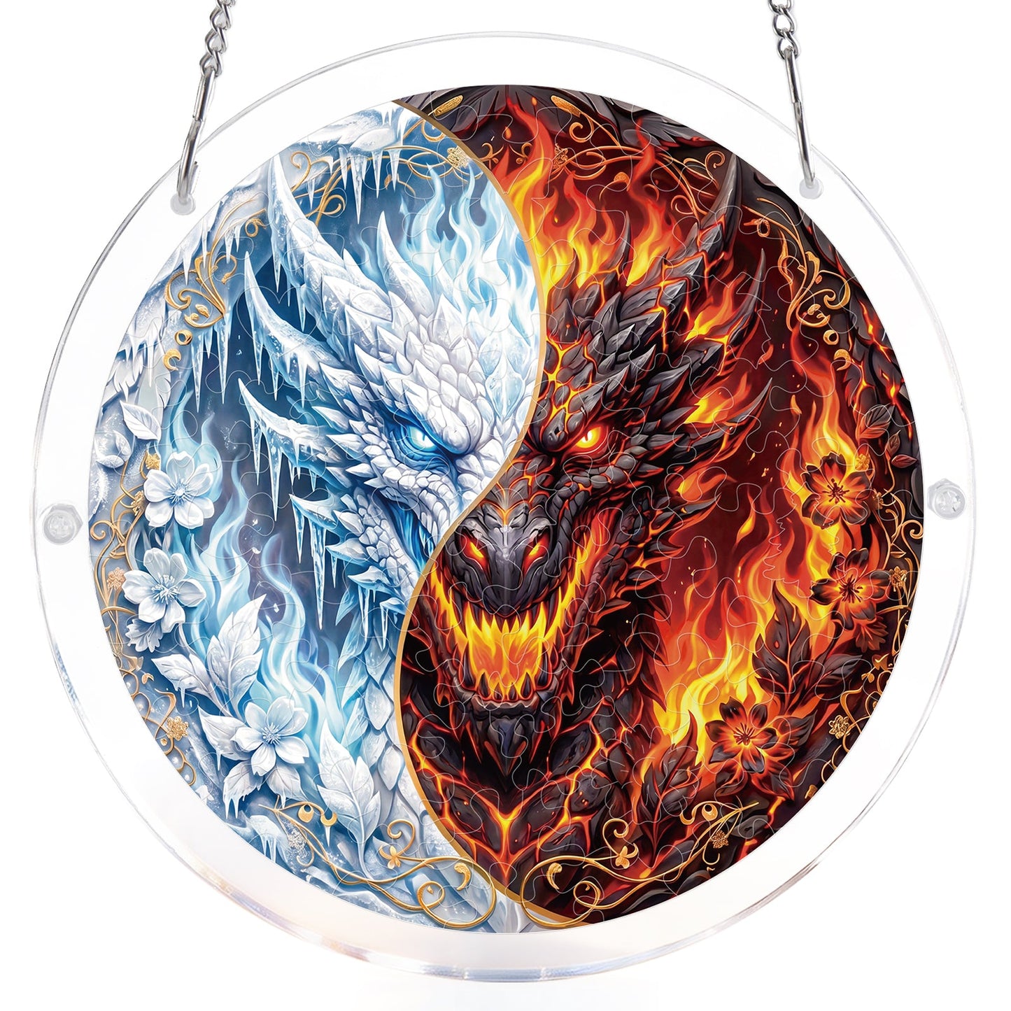Twin Dragon Realm - Acrylic Window Suncatcher