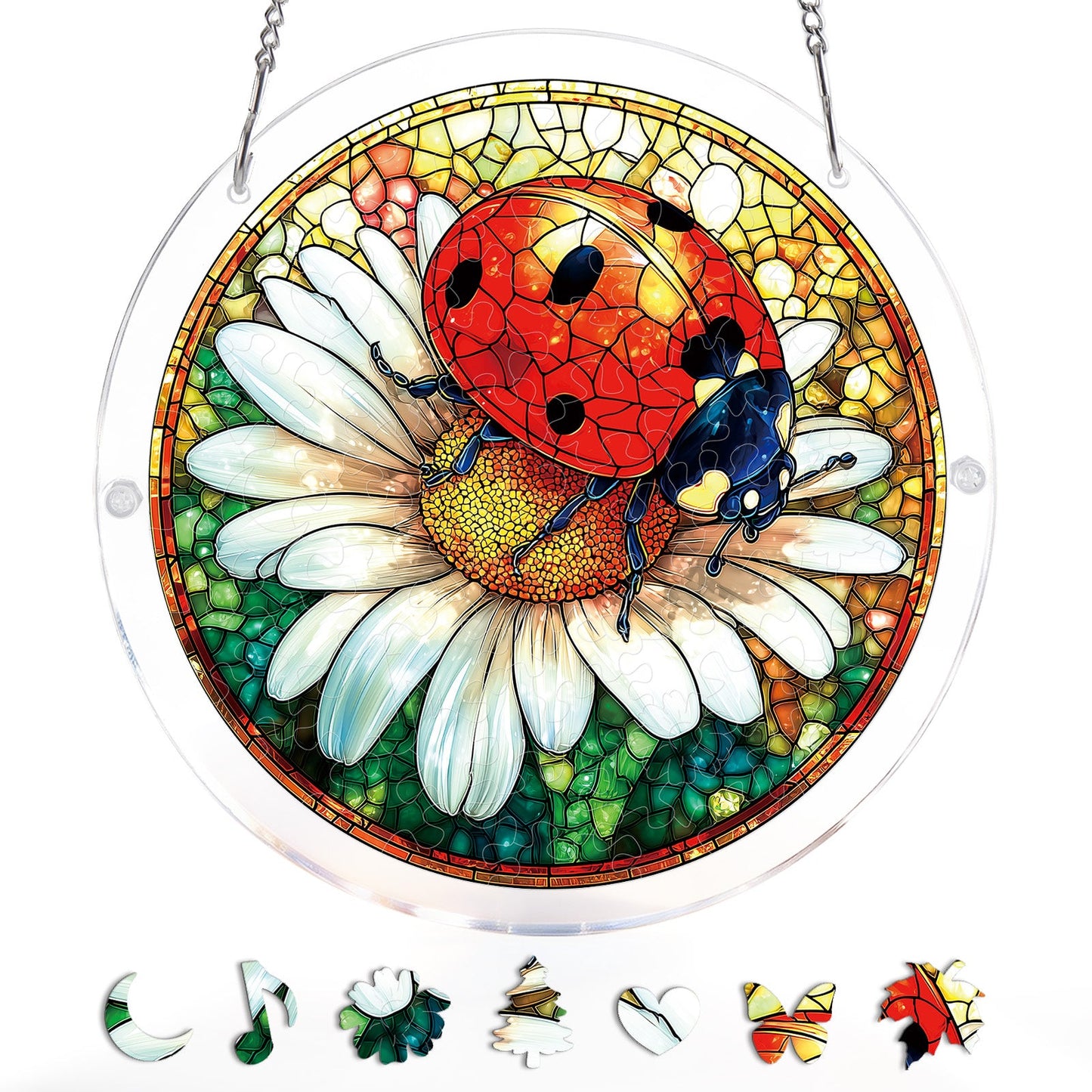 Ladybug on Daisy - Acrylic Window Suncatcher