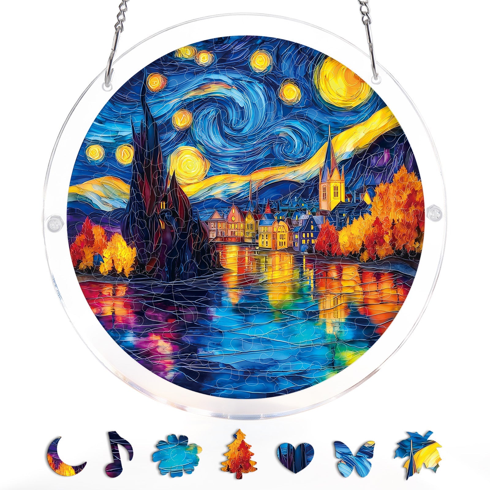 Starlit Village - Acrylic Window Suncatcher