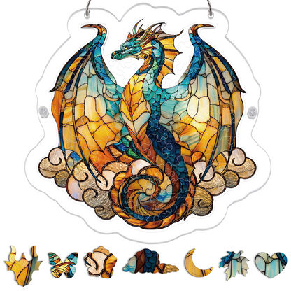 Acrylic Jigsaw Puzzle Suncatcher - Oceanfire Dragon