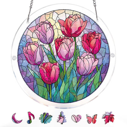Morning Glow Tulips - Acrylic Window Suncatcher