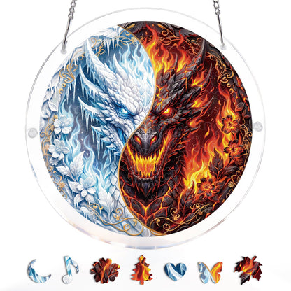 Twin Dragon Realm - Acrylic Window Suncatcher