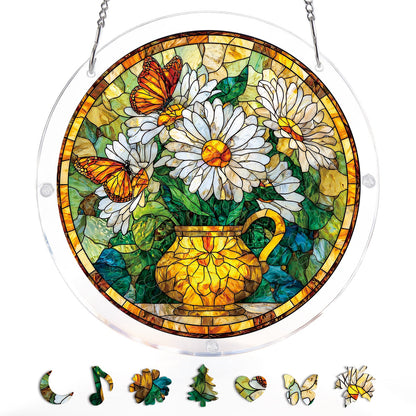 Daisy Butterfly Garden - Acrylic Window Suncatcher