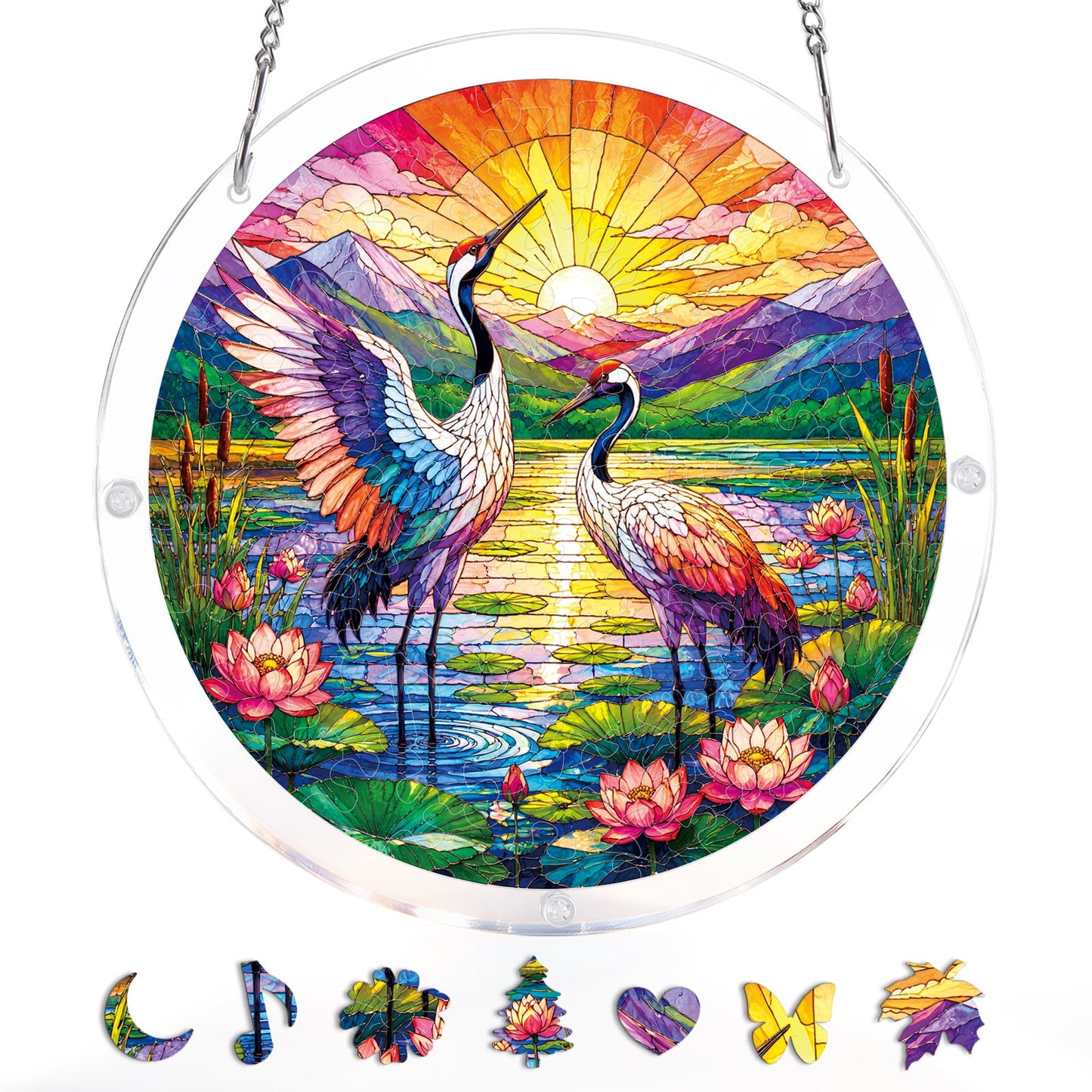 Cranes at Sunrise - Acrylic Window Suncatcher