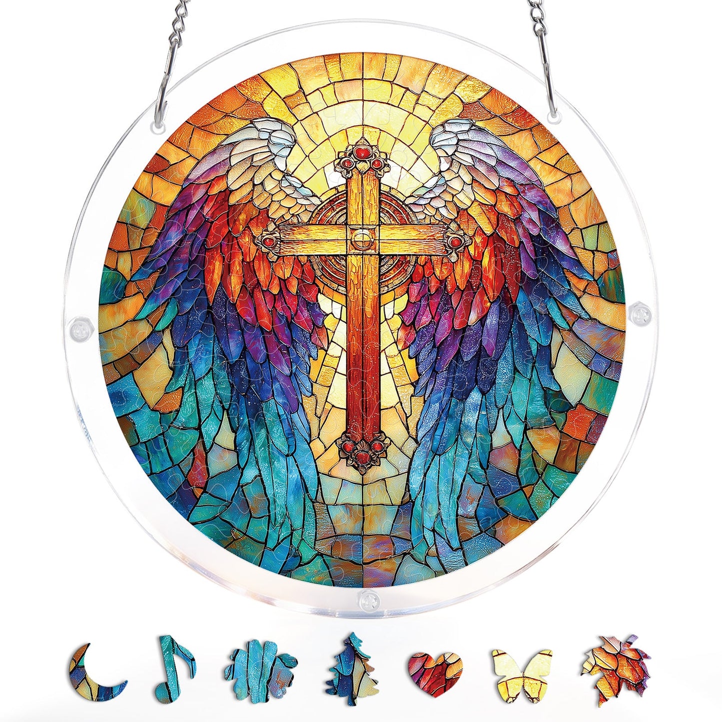 Rainbow Angel Cross - Acrylic Window Suncatcher