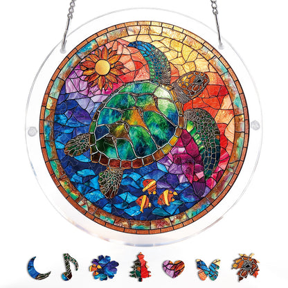 Stained Glass Sea Turtle - Acrylic Window Suncatcher