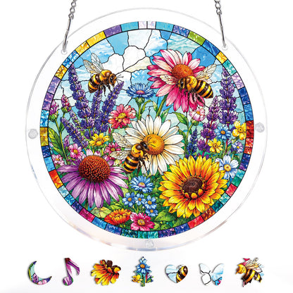 Bee Garden Bloom - Acrylic Window Suncatcher