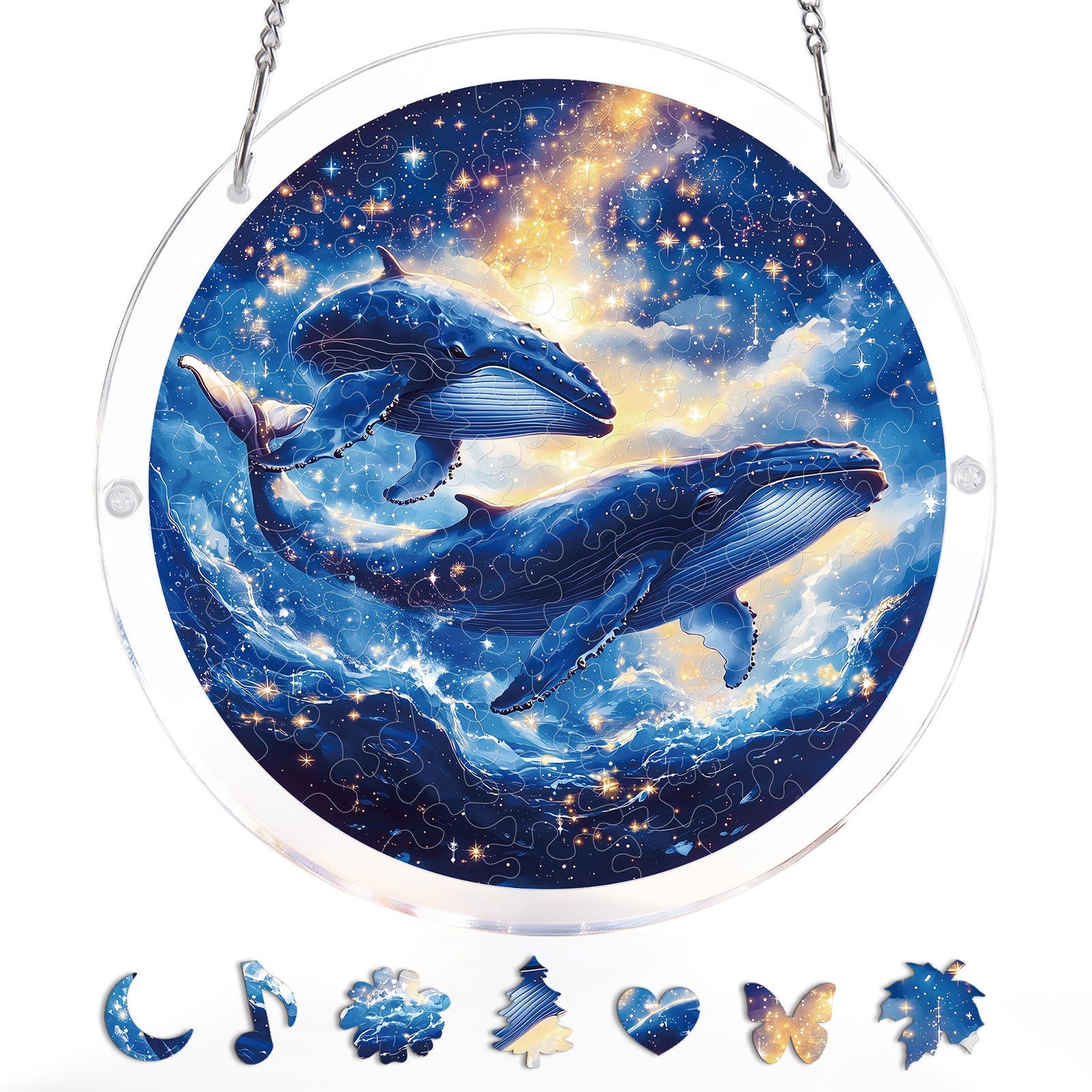 Twin Whales of the Cosmos - Acrylic Window Suncatcher