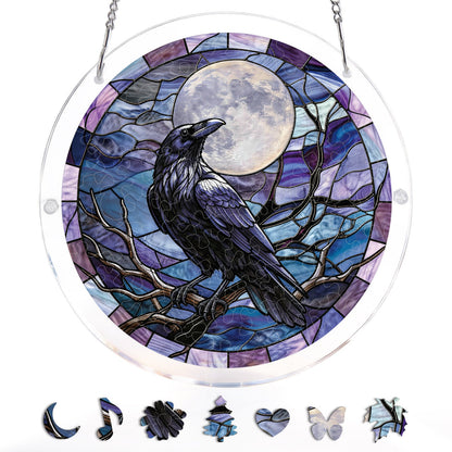 Moonlit Raven - Acrylic Window Suncatcher