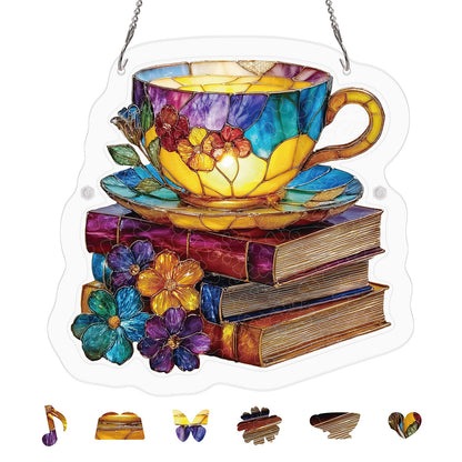 Radiant Bloom Teacup - Acrylic Window Suncatcher