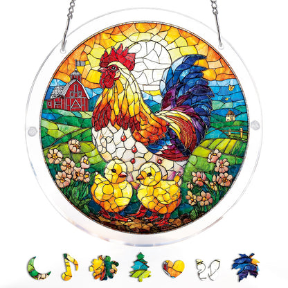 Golden Dawn Rooster - Acrylic Window Suncatcher