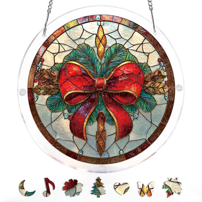 Christmas Bow - Acrylic Window Suncatcher