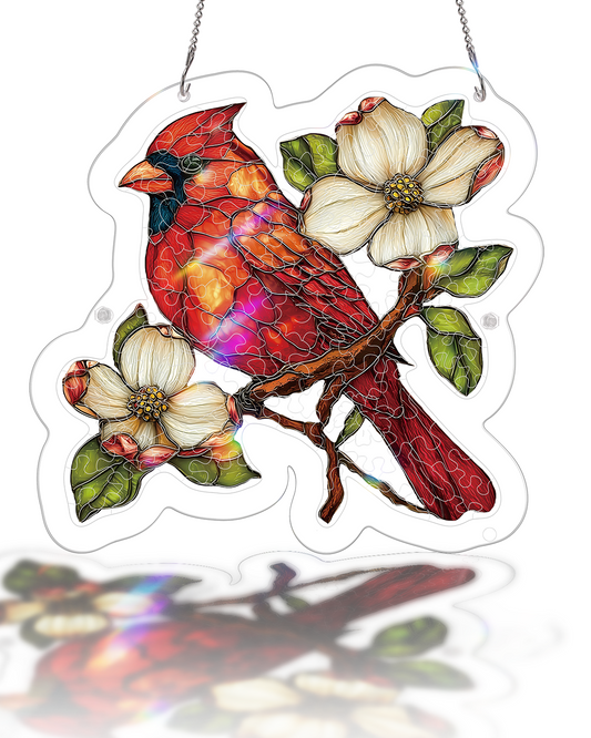 Magnolia Cardinal - Acrylic Window Suncatcher