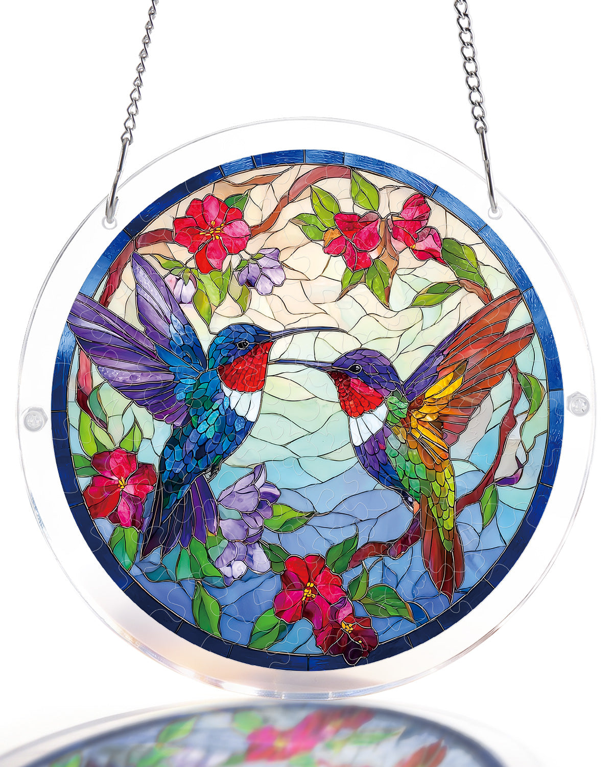 Hummingbird Bloomscape - Acrylic Window Suncatcher