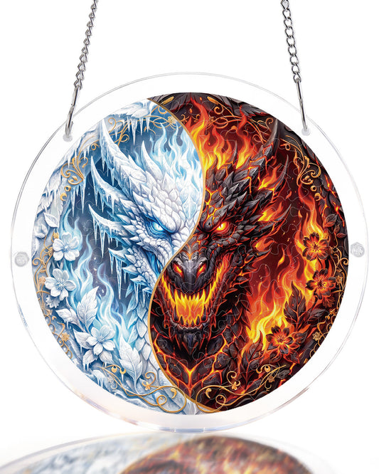 Twin Dragon Realm - Acrylic Window Suncatcher