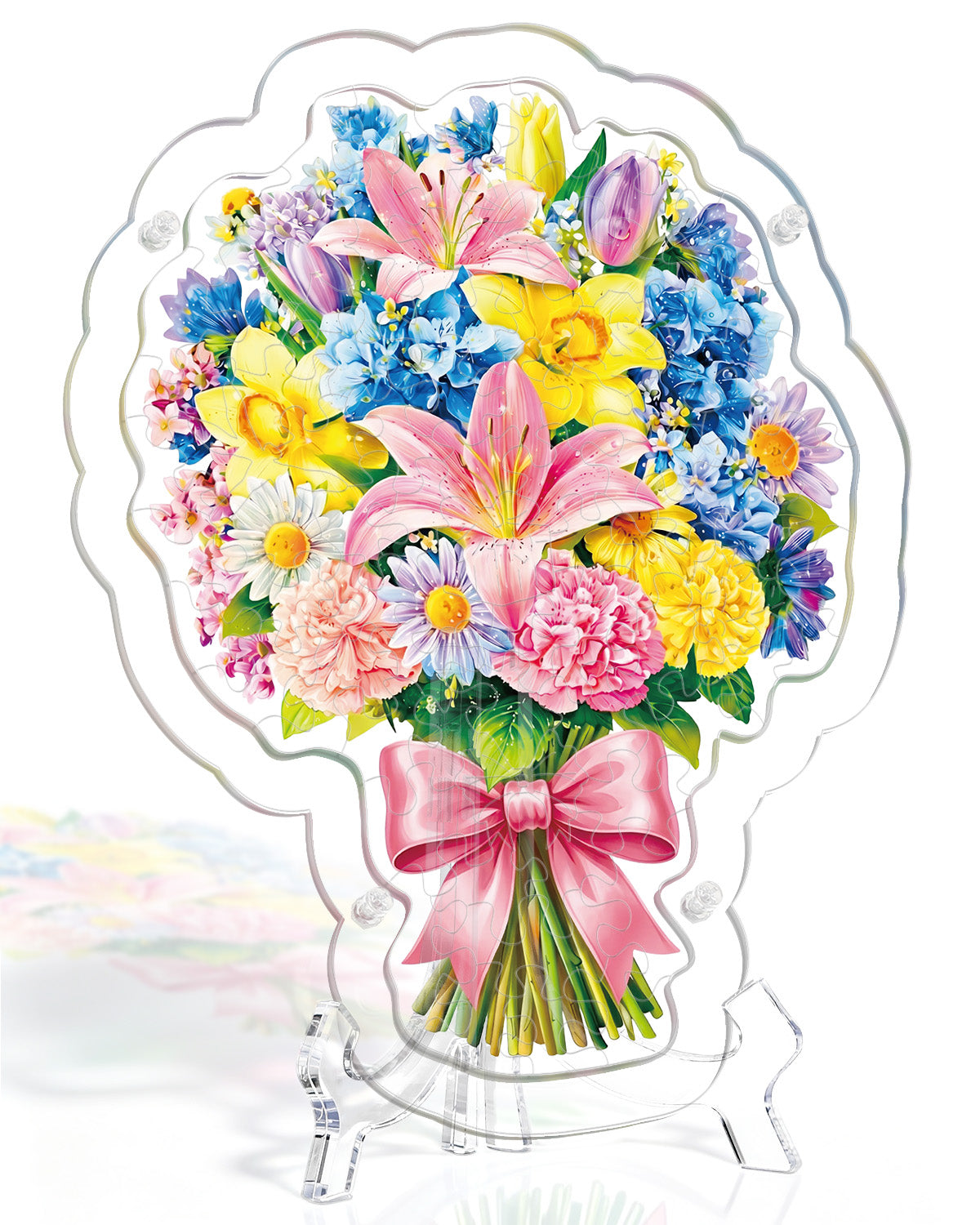 Acrylic Tabletop Pink Lily Daffodil Bouquet - Acrylic Window Suncatcher