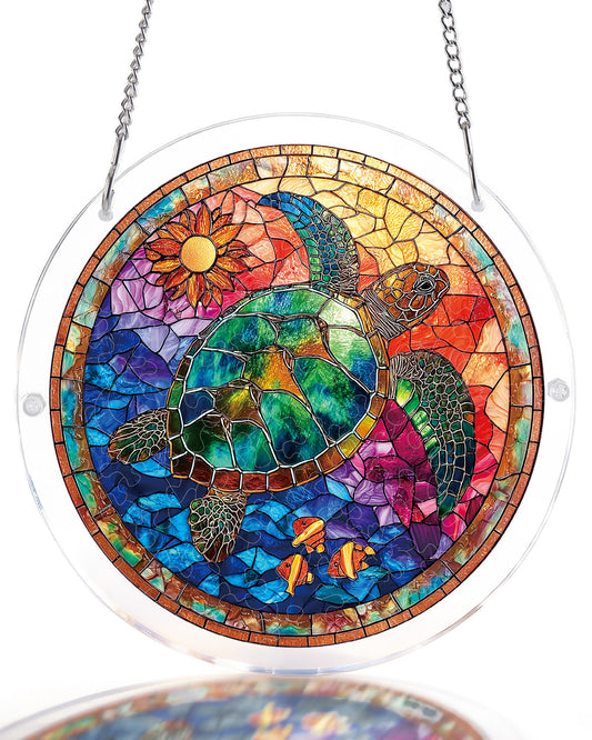 Stained Glass Sea Turtle - Acrylic Window Suncatcher