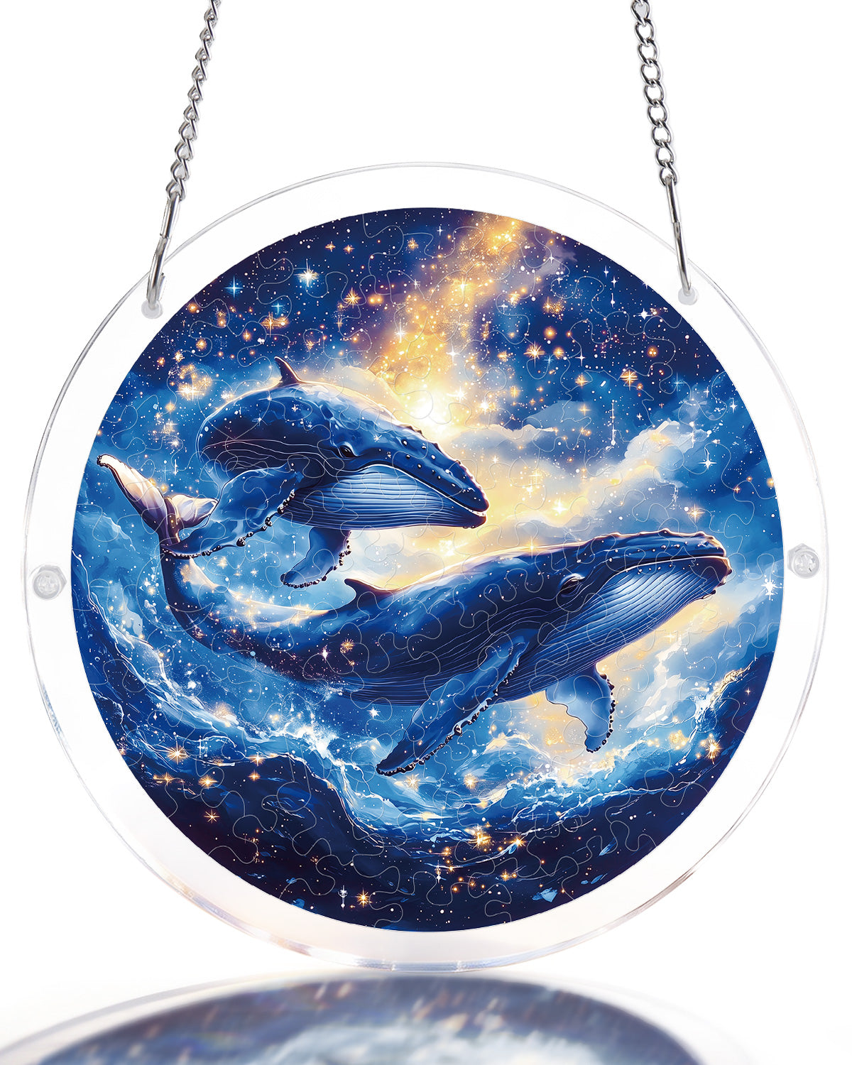 Twin Whales of the Cosmos - Acrylic Window Suncatcher