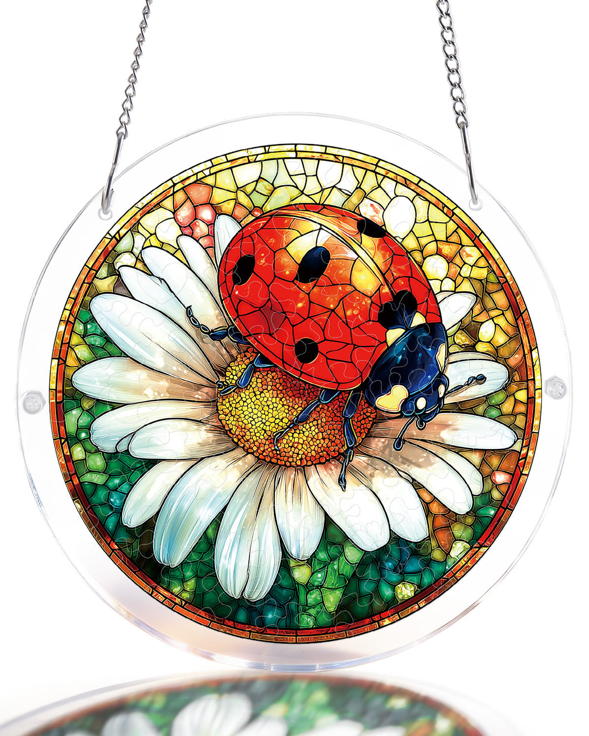 Ladybug on Daisy - Acrylic Window Suncatcher