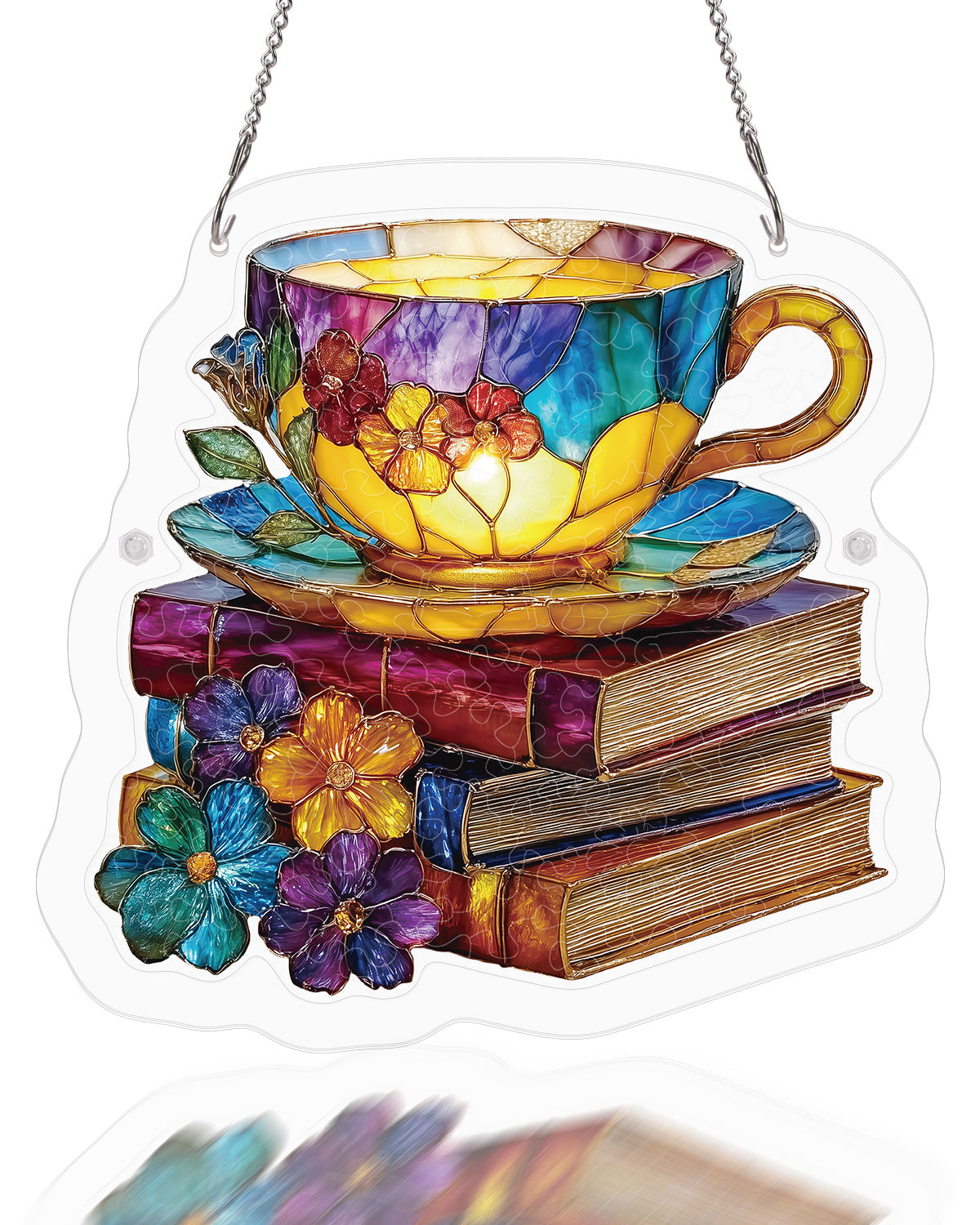 Radiant Bloom Teacup - Acrylic Window Suncatcher
