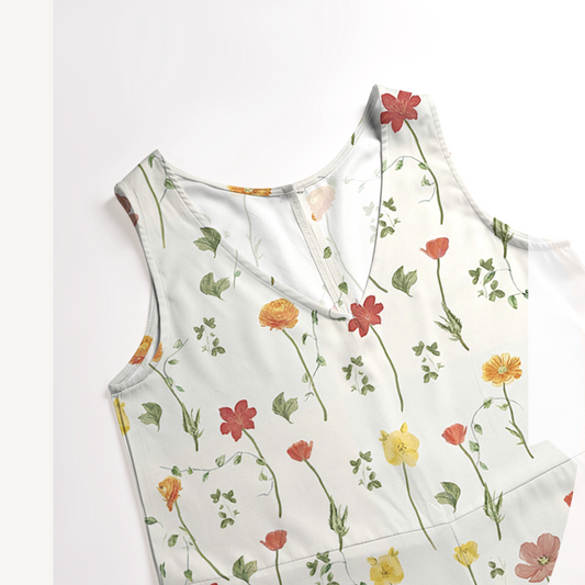 V-Neck Wildlight Meadow Boho Jumpsuit with Pockets for Women