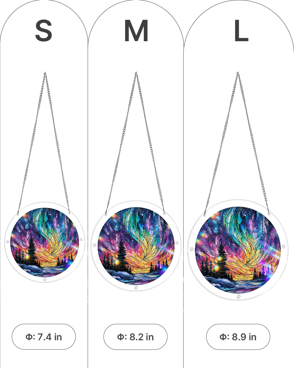 Snowy Aurora Night - Acrylic Window Suncatcher
