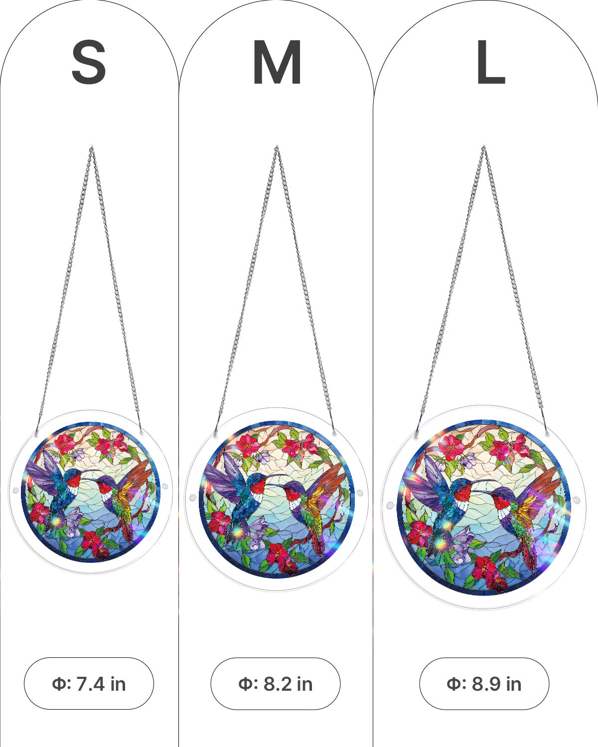 Hummingbird Bloomscape - Acrylic Window Suncatcher