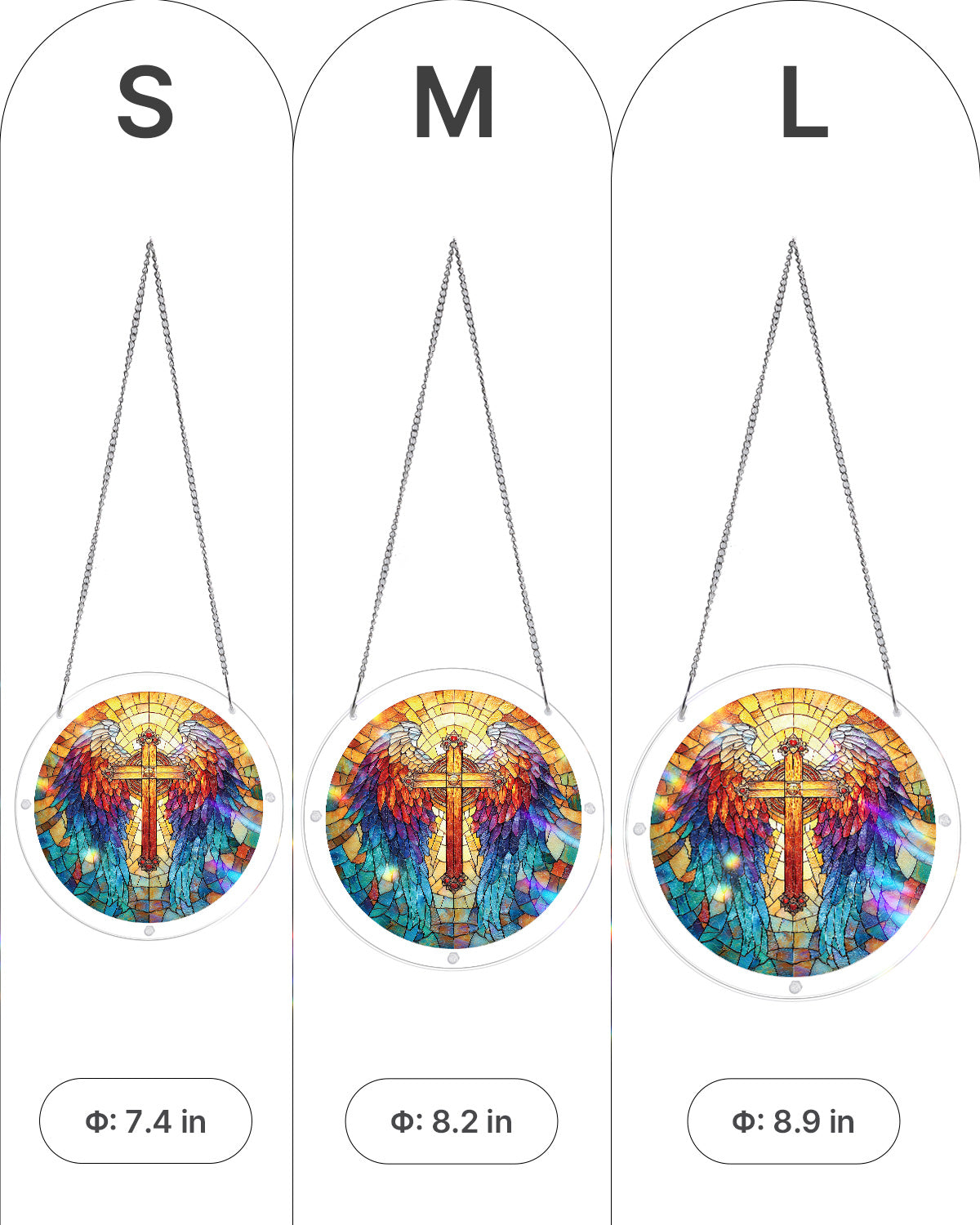 Rainbow Angel Cross - Acrylic Window Suncatcher