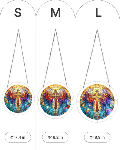 Rainbow Angel Cross - Acrylic Window Suncatcher