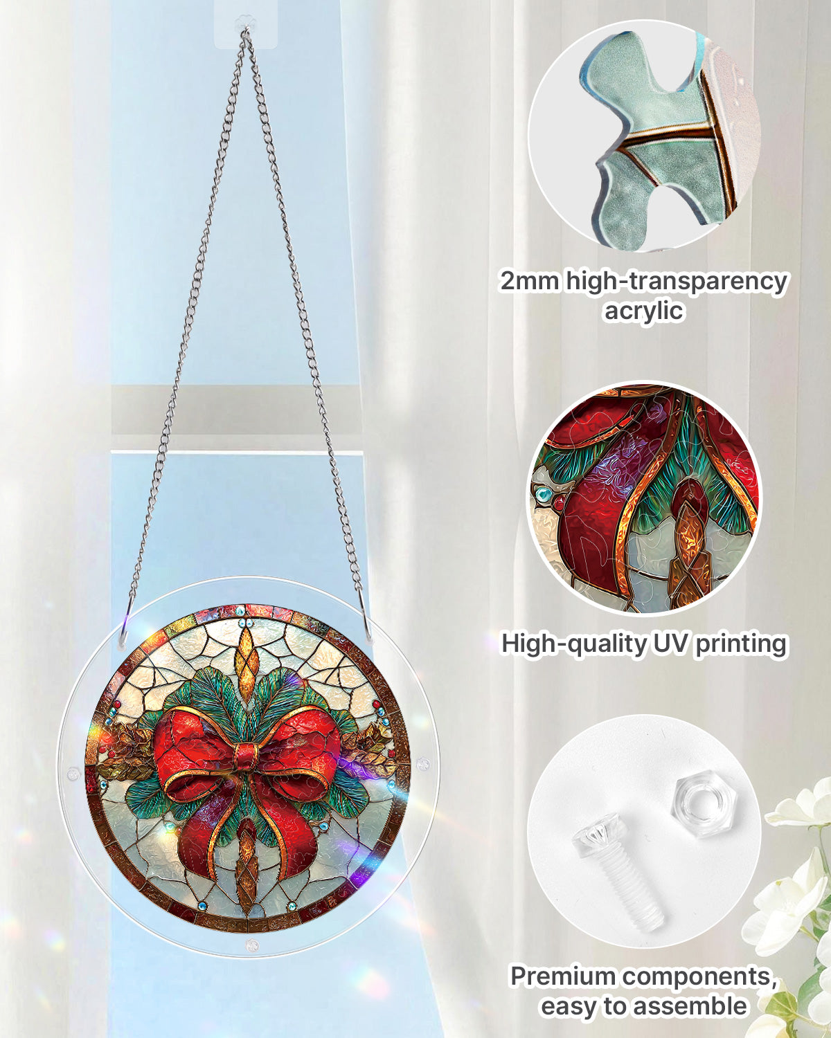 Christmas Bow - Acrylic Window Suncatcher