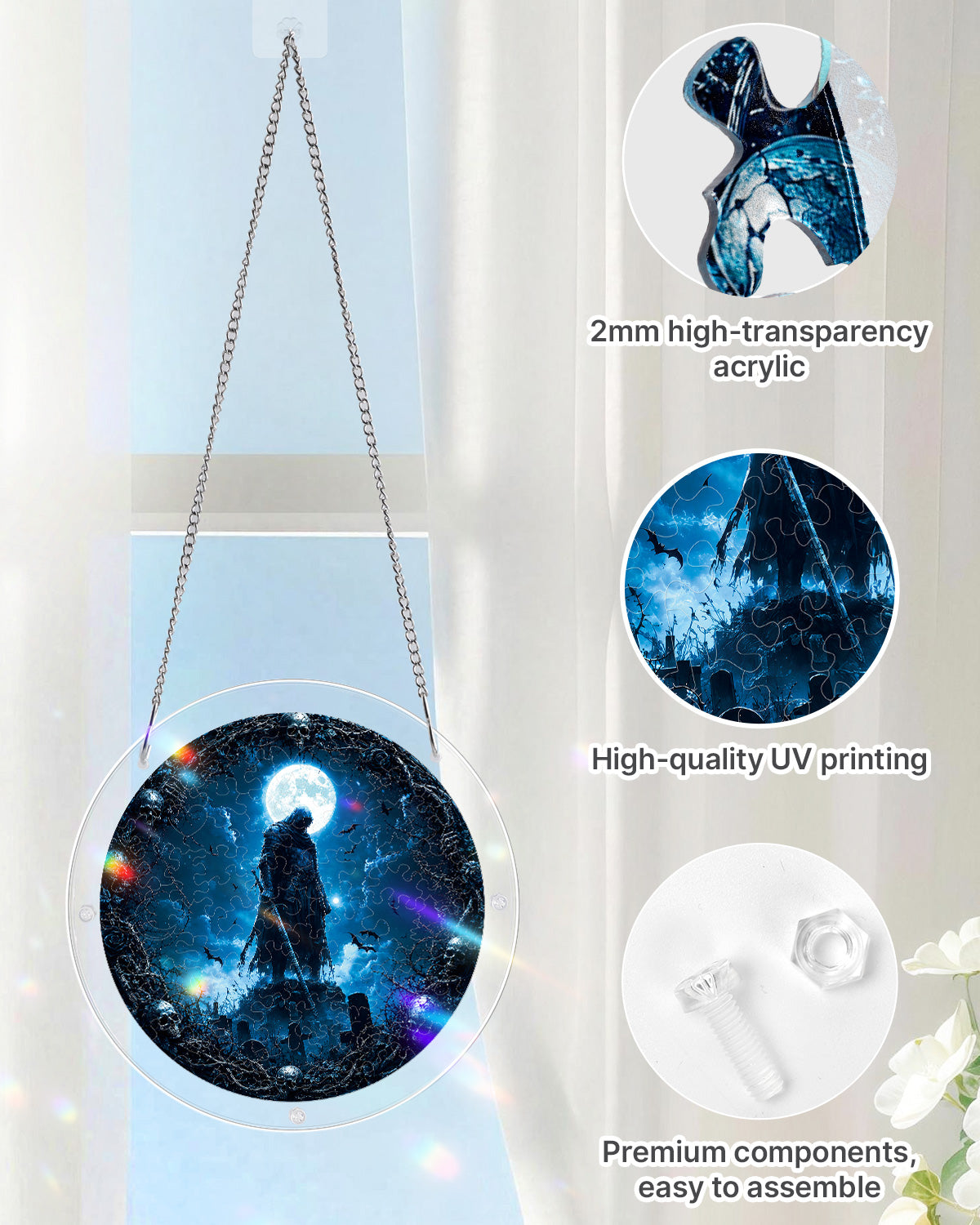 Moonlit Guardian - Acrylic Window Suncatcher