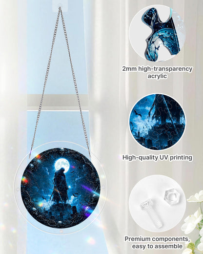 Moonlit Guardian - Acrylic Window Suncatcher